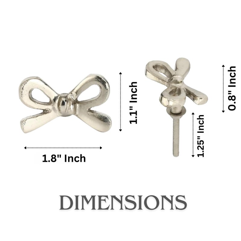 Perilla Home Set of 6 Chrome Bow Knobs - Decorative Flower Knobs - for Room, Kitchen, Cabinet, Hardware, Cupboard, Door, Knobs, Dresser, Wardrobe, Closet and Drawer Pulls - Image 3